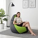 Biggie Bean Bag 3XL Bean Bag Chair with Beans Filled-Perfect for Living Room,Bedroom,Study-Sale Design(Regular-Dark-Grey Pea-Green)-Faux Leather