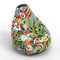 Biggie Bean Bag 3XL Bean Bag Chair with Beans Filled-Perfect for Living Room,Bedroom,Study-Sale Design(Printed - Full-Sports - F - Green Black)-Faux Leather