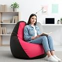 Biggie Bean Bag 3XL Bean Bag Chair with Beans Filled-Perfect for Living Room,Bedroom,Study-Sale Design(Regular-Brown Pink)-Faux Leather