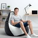 Biggie Bean Bag 3XL Bean Bag Chair with Beans Filled-Perfect for Living Room,Bedroom,Study-Sale Design(Regular-Black White)-Faux Leather