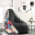 Biggie Bean Bag 3XL Bean Bag Chair with Beans Filled-Perfect for Living Room,Bedroom,Study-Sale Design(Printed - Soperman-Sopermansm-21-Blk)-Faux Leather