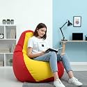 Biggie Bean Bag 3XL Bean Bag Chair with Beans Filled-Perfect for Living Room,Bedroom,Study-Sale Design(Regular-Red Yellow)-Faux Leather