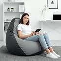 Biggie Bean Bag 3XL Bean Bag Chair with Beans Filled-Perfect for Living Room,Bedroom,Study-Sale Design(Regular-Dark-Grey Light-Grey)-Faux Leather