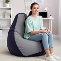 Biggie Bean Bag 3XL Bean Bag Chair with Beans Filled-Perfect for Living Room,Bedroom,Study-Sale Design(Regular-Indigo Light-Grey)-Faux Leather