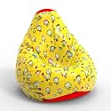 Biggie Bean Bag 3XL Bean Bag Chair with Beans Filled-Perfect for Living Room,Bedroom,Study-Sale Design(Printed - Full-Kids Cartoon - F - Yellow Red)-Faux Leather