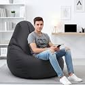 Biggie Bean Bag 3XL Bean Bag Chair with Beans Filled-Perfect for Living Room,Bedroom,Study-Sale Design(Regular-Dark-Grey)-Faux Leather