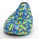 Biggie Bean Bag 3XL Bean Bag Chair with Beans Filled-Perfect for Living Room,Bedroom,Study-Sale Design(Printed - Full-Floral Pattern 10 - F - Blue Black)-Faux Leather