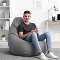 Biggie Bean Bag 3XL Bean Bag Chair with Beans Filled-Perfect for Living Room,Bedroom,Study-Sale Design(Regular-Light-Grey)-Faux Leather