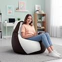 Biggie Bean Bag 3XL Bean Bag Chair with Beans Filled-Perfect for Living Room,Bedroom,Study-Sale Design(Regular-Brown White)-Faux Leather