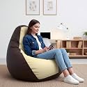 Biggie Bean Bag 3XL Bean Bag Chair with Beans Filled-Perfect for Living Room,Bedroom,Study-Sale Design(Regular-Brown Cream)-Faux Leather