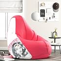Biggie Bean Bag 3XL Bean Bag Chair with Beans Filled-Perfect for Living Room,Bedroom,Study-Sale Design(Printed - Wondr Woman-Wondr Womanww-8-Pnk)-Faux Leather