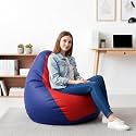 Biggie Bean Bag 3XL Bean Bag Chair with Beans Filled-Perfect for Living Room,Bedroom,Study-Sale Design(Regular-Blue Red)-Faux Leather