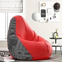 Biggie Bean Bag 3XL Bean Bag Chair with Beans Filled-Perfect for Living Room,Bedroom,Study-Sale Design(Printed - Raodie -Raodie-Artwork 16 - Red)-Faux Leather