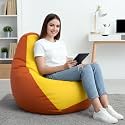 Biggie Bean Bag 3XL Bean Bag Chair with Beans Filled-Perfect for Living Room,Bedroom,Study-Sale Design(Regular-Orange Yellow)-Faux Leather