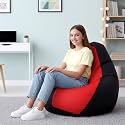 Biggie Bean Bag 3XL Bean Bag Chair with Beans Filled-Perfect for Living Room,Bedroom,Study-Sale Design(Regular-Black Red)-Faux Leather
