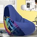Biggie Bean Bag 3XL Bean Bag Chair with Beans Filled-Perfect for Living Room,Bedroom,Study-Sale Design(Printed - MTTVV-MTTVV_Artwork-4 - Blue)-Faux Leather
