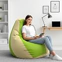 Biggie Bean Bag 3XL Bean Bag Chair with Beans Filled-Perfect for Living Room,Bedroom,Study-Sale Design(Regular-Cream Pea-Green)-Faux Leather