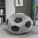 Biggie Bean Bag 3XL Bean Bag Chair with Beans Filled-Perfect for Living Room,Bedroom,Study-Sale Design(Regular-Light-Grey Black)-Faux Leather