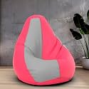 Biggie Bean Bag 3XL Bean Bag Chair with Beans Filled-Perfect for Living Room,Bedroom,Study-Sale Design(Regular-Light-Grey Pink)-Faux Leather