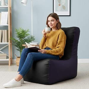 biggie bean bag 4xl bean bag chair with beans filled-perfect for living roombedroomstudy-sale designregular-black indigo-faux leather