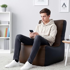 biggie bean bag 4xl bean bag chair with beans filled-perfect for living roombedroomstudy-sale designregular-brown black-faux leather