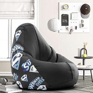 biggie bean bag 4xl bean bag chair with beans filled-perfect for living roombedroomstudy-sale designprinted - soperman-sopermansm-9-blk