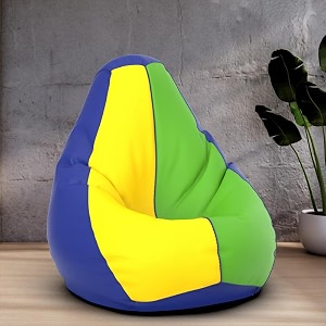 biggie bean bag 4xl bean bag chair with beans filled-perfect for living roombedroomstudy-sale designregular-blue parrot-green yellow-faux leather