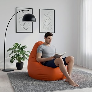 biggie bean bag 4xl bean bag chair with beans filled-perfect for living roombedroomstudy-sale designregular-orange-faux leather