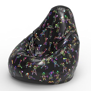 biggie bean bag 4xl bean bag chair with beans filled-perfect for living roombedroomstudy-sale designprinted - full-gym poses - f - black