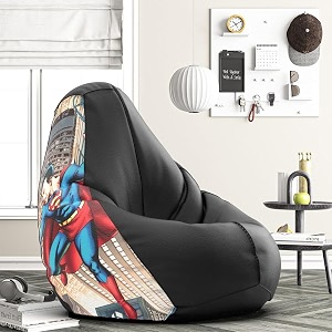 biggie bean bag 4xl bean bag chair with beans filled-perfect for living roombedroomstudy-sale designprinted - soperman-sopermansm-21-blk