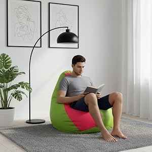 biggie bean bag 4xl bean bag chair with beans filled-perfect for living roombedroomstudy-sale designregular-pea-green pink-faux leather
