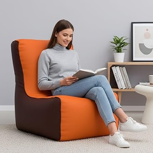 biggie bean bag 4xl bean bag chair with beans filled-perfect for living roombedroomstudy-sale designregular-orange maroon-faux leather
