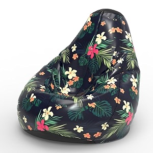 biggie bean bag 4xl bean bag chair with beans filled-perfect for living roombedroomstudy-sale designprinted - full-floral pattern 3 - f - black