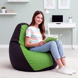 biggie bean bag 4xl bean bag chair with beans filled-perfect for living roombedroomstudy-sale designregular-black pea-green-faux leather