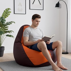 biggie bean bag 4xl bean bag chair with beans filled-perfect for living roombedroomstudy-sale designregular-maroon orange-faux leather