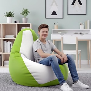 biggie bean bag 4xl bean bag chair with beans filled-perfect for living roombedroomstudy-sale designregular-parrot-green white-faux leather