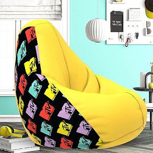 biggie bean bag 4xl bean bag chair with beans filled-perfect for living roombedroomstudy-sale designprinted - mttvv-mttvv_artwork-5 - yellow