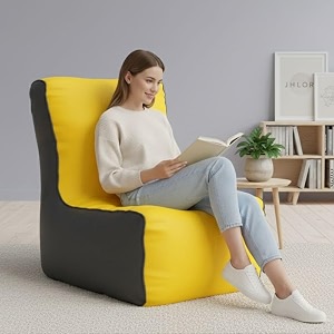 biggie bean bag 4xl bean bag chair with beans filled-perfect for living roombedroomstudy-sale designregular-yellow dark-grey-faux leather