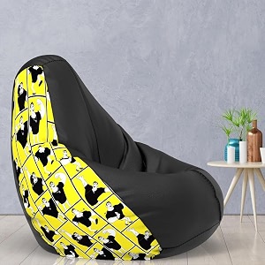 biggie bean bag 4xl bean bag chair with beans filled-perfect for living roombedroomstudy-sale designprinted - gurus amp bhoels-gampb - art 12 - black