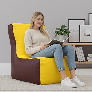 biggie bean bag 4xl bean bag chair with beans filled-perfect for living roombedroomstudy-sale designregular-yellow maroon-faux leather