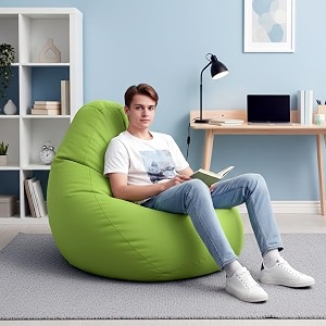 biggie bean bag 4xl bean bag chair with beans filled-perfect for living roombedroomstudy-sale designregular-parrot-green-faux leather