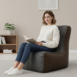 biggie bean bag 4xl bean bag chair with beans filled-perfect for living roombedroomstudy-sale designregular-dark-grey brown-faux leather