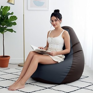 biggie bean bag 4xl bean bag chair with beans filled-perfect for living roombedroomstudy-sale designregular-brown dark-grey-faux leather