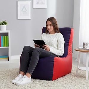 biggie bean bag 4xl bean bag chair with beans filled-perfect for living roombedroomstudy-sale designregular-indigo red-faux leather