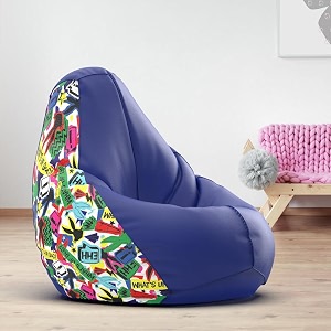 biggie bean bag 4xl bean bag chair with beans filled-perfect for living roombedroomstudy-sale designprinted - luneyy toons-luneyy toonslt-5-blu