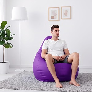 biggie bean bag 4xl bean bag chair with beans filled-perfect for living roombedroomstudy-sale designregular-purple-faux leather
