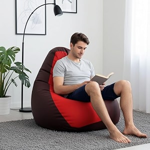 biggie bean bag 4xl bean bag chair with beans filled-perfect for living roombedroomstudy-sale designregular-maroon red-faux leather