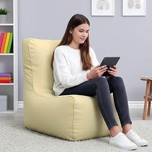 biggie bean bag 4xl bean bag chair with beans filled-perfect for living roombedroomstudy-sale designregular-cream-faux leather