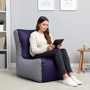 biggie bean bag 4xl bean bag chair with beans filled-perfect for living roombedroomstudy-sale designregular-indigo light-grey-faux leather