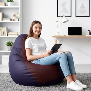 biggie bean bag 4xl bean bag chair with beans filled-perfect for living roombedroomstudy-sale designregular-indigo maroon-faux leather